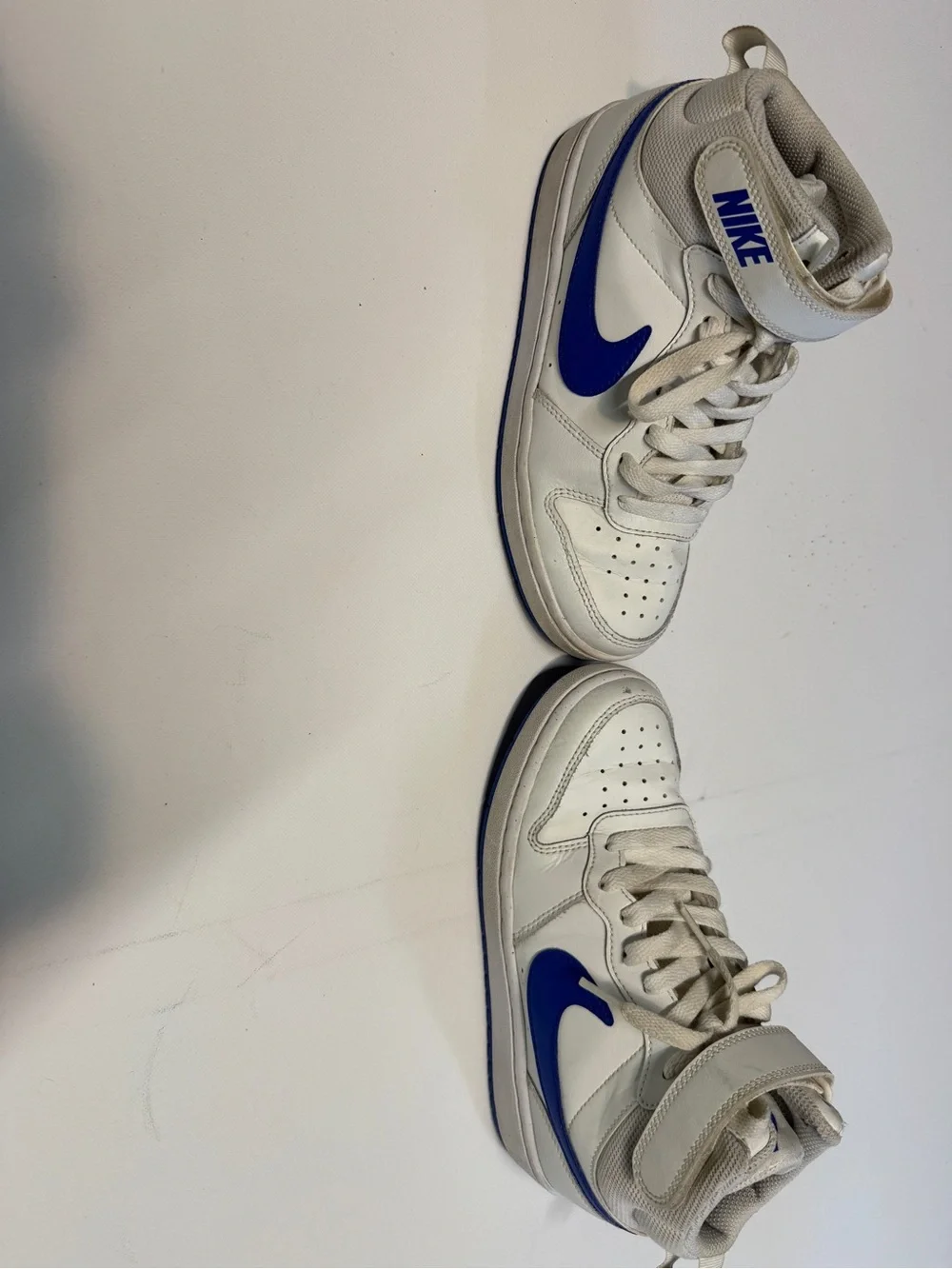 Nike Kids White and Royal Blue High-Top Sneakers
